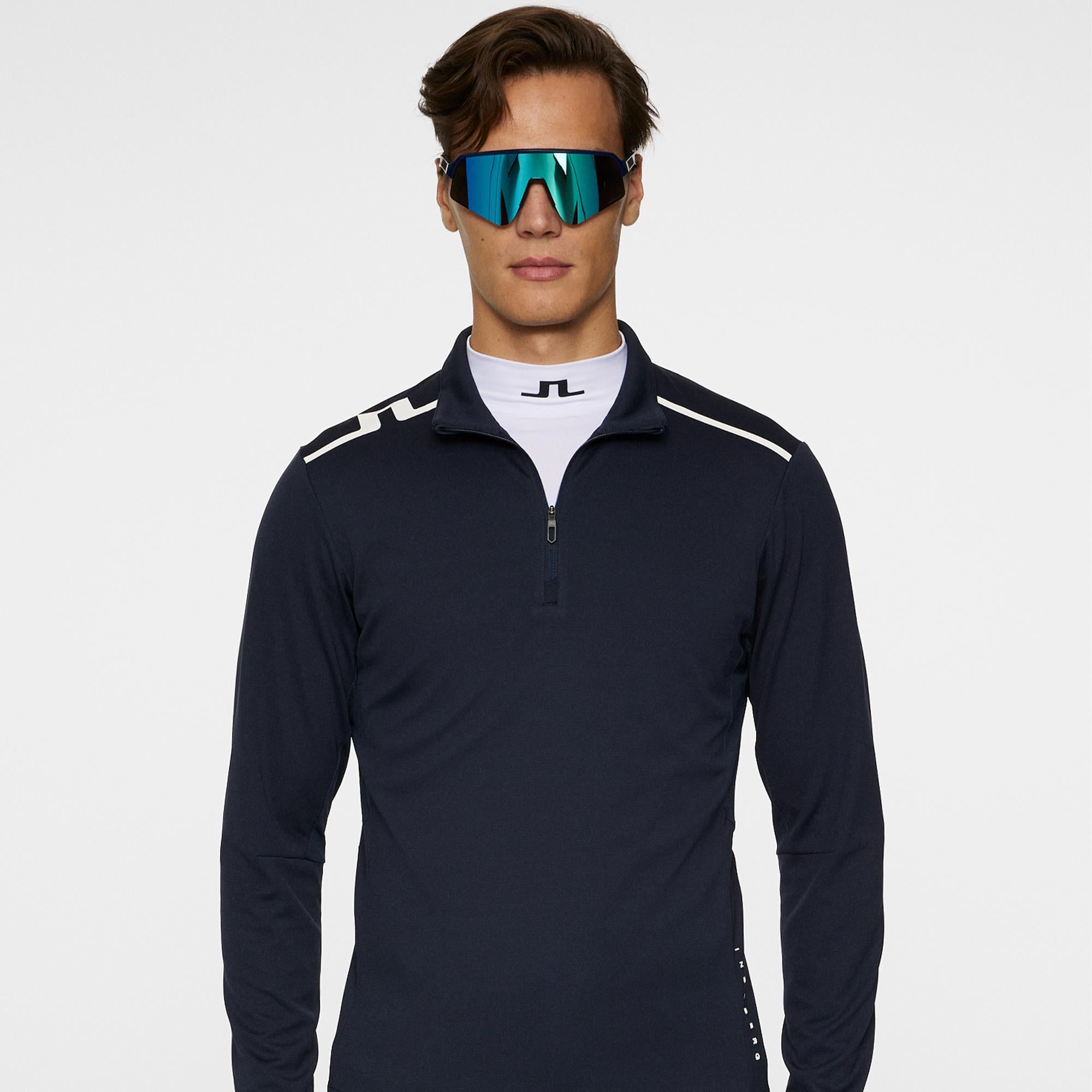 J Lindeberg Leon Quarter Zip Mens Golf Mid Layer Navy